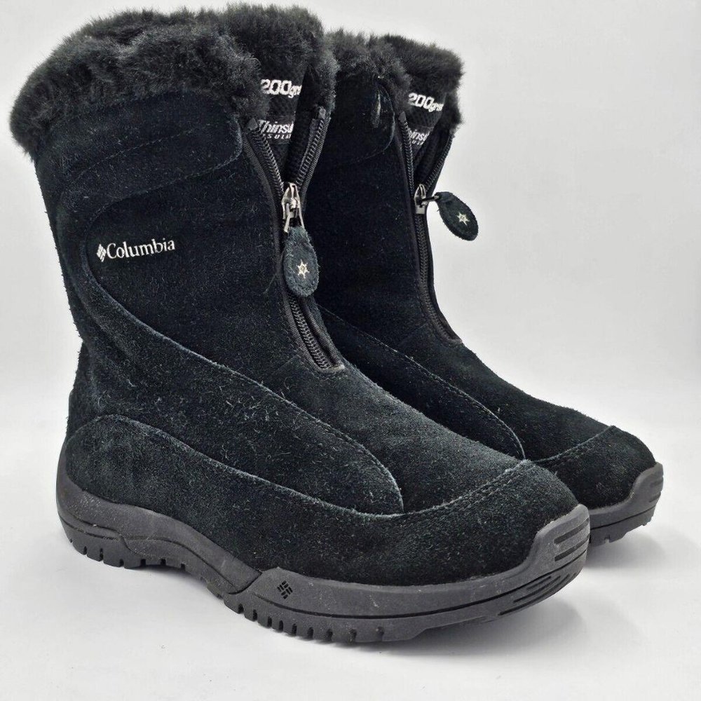 Columbia Vallara 200 Gram Suede Snow Boot Women's SIze 7.5 (Black)